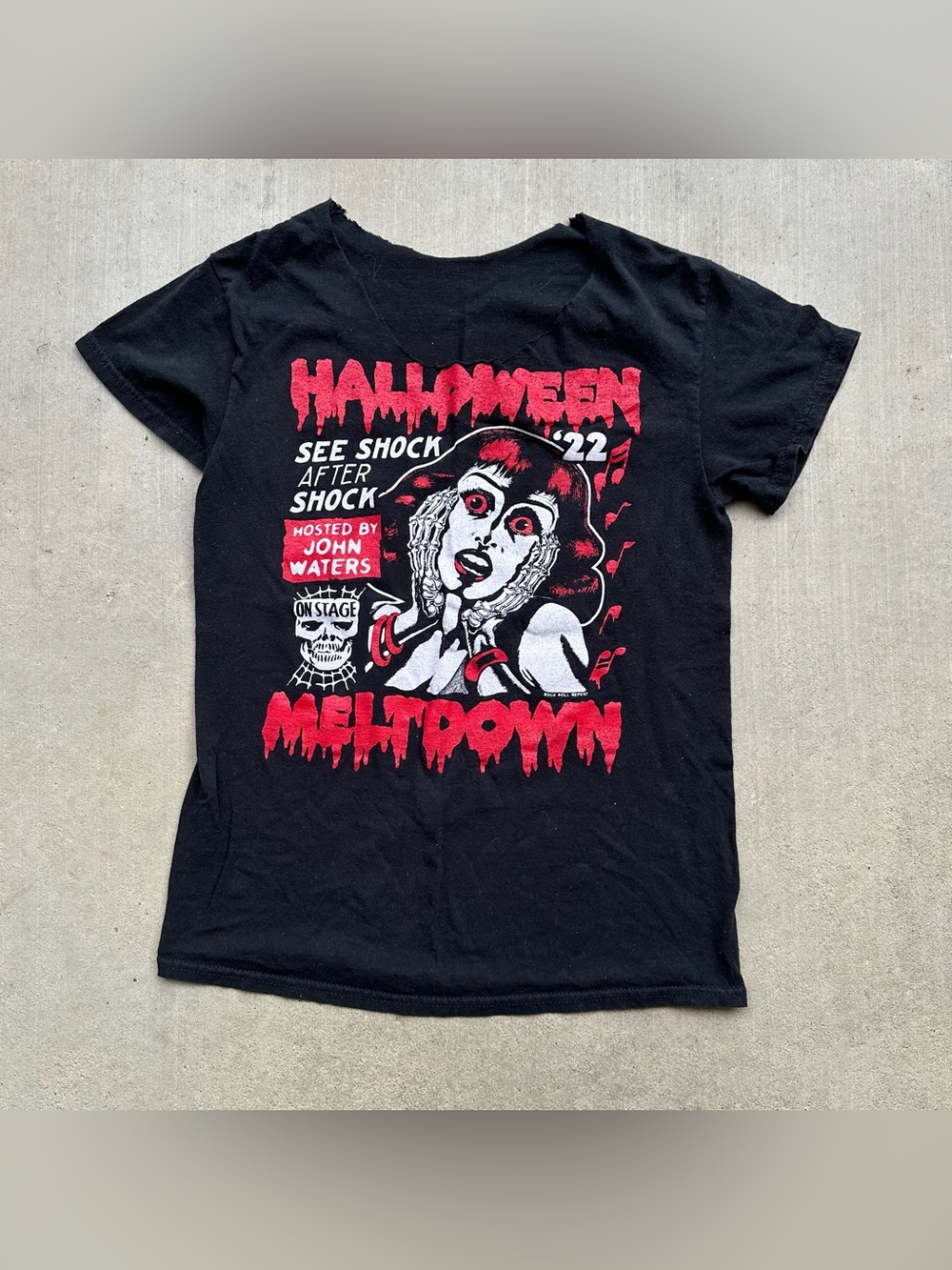 Halloween Meltdown '22 John Waters Hosted Horror Graphic T-Shirt Women’s Sz S/M